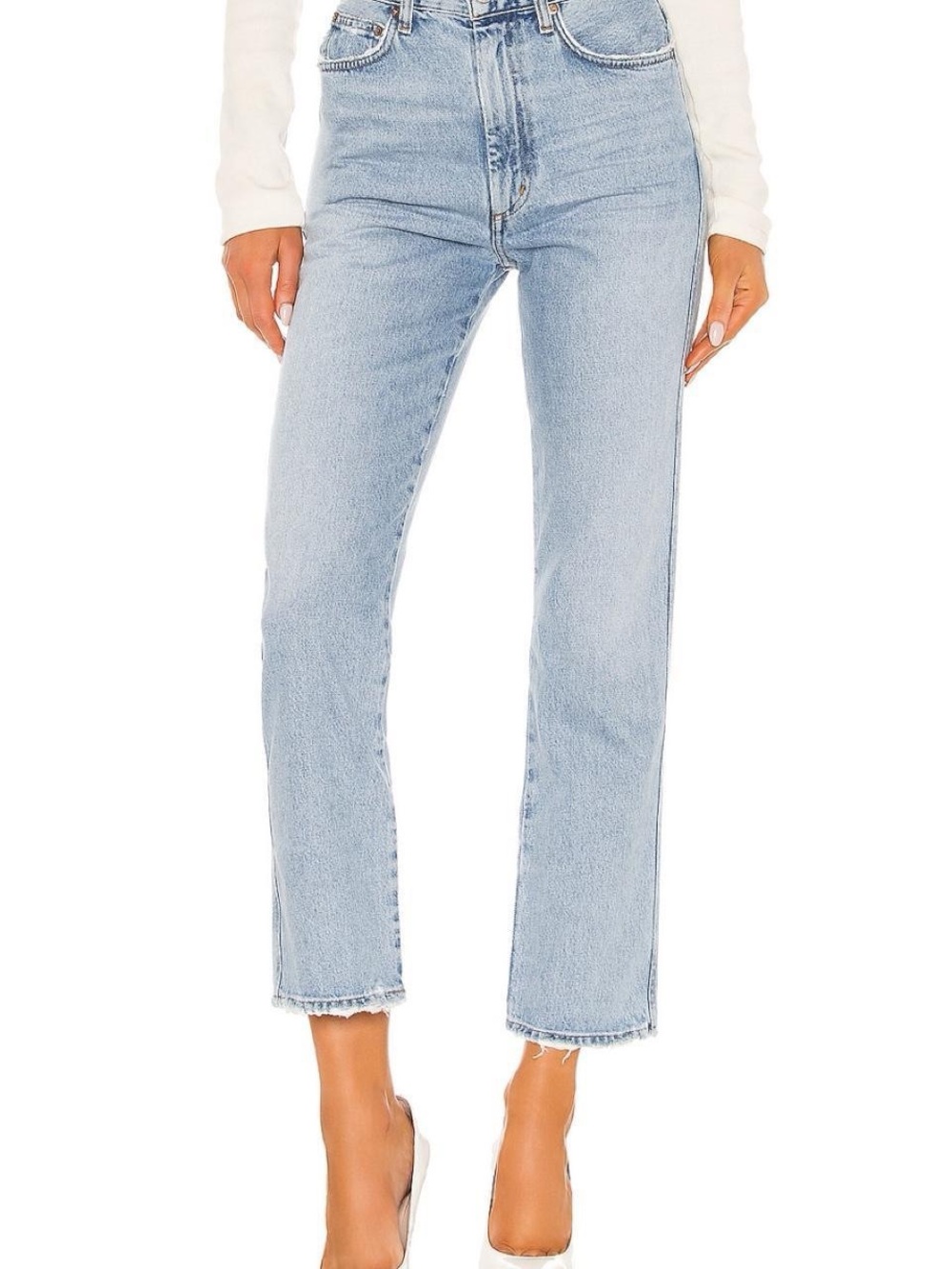 Agolde light wash straight leg jeans in a size 24